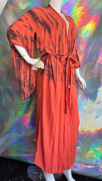 NWT Orange Tie Dye Tie Waist Duster - Picture 10 of 13